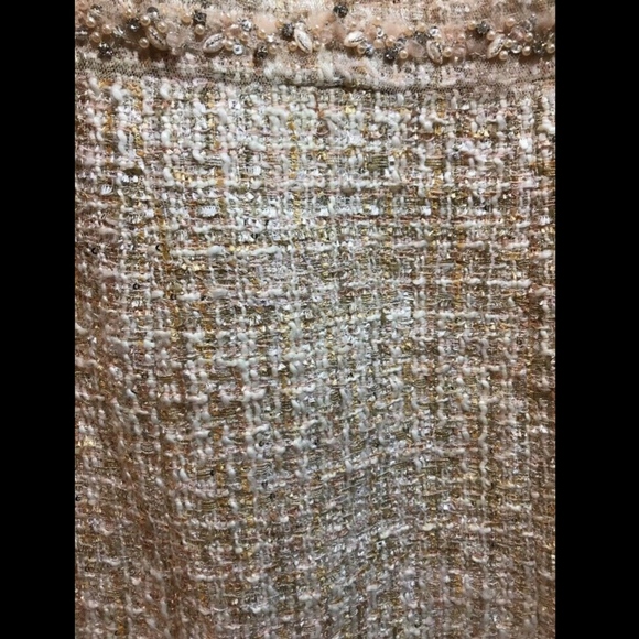 NWT Kay Unger Embellished Lace‎ & Tweed Dress Champagne/Gold [SZ 12 ] - Picture 6 of 13